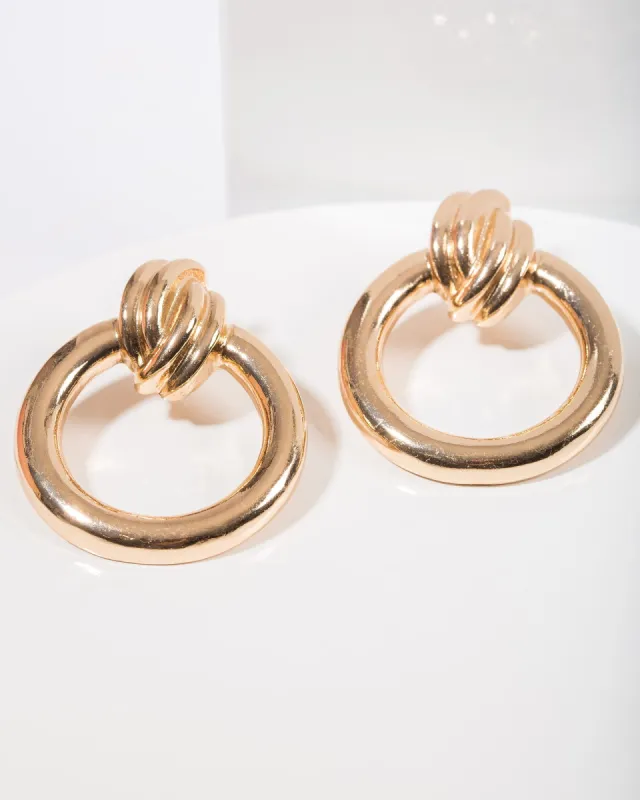 Gold Knotted Door Knocker Earrings sold by Collete Hayman