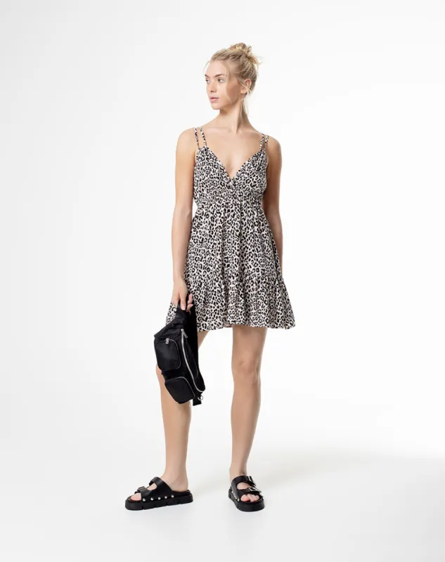 Vestido corto escote profundo print mujer sold by Gef
