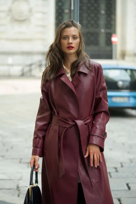 Nadine Faux Leather Trench Coat sold by GAALA