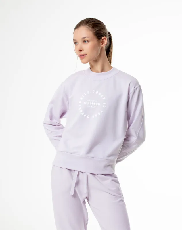Buzo algodón sostenible holgado lila para mujer sold by Gef