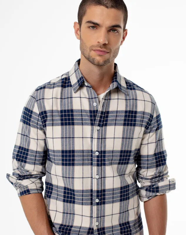 Camisa slim fit manga larga habano cuadros sold by Gef