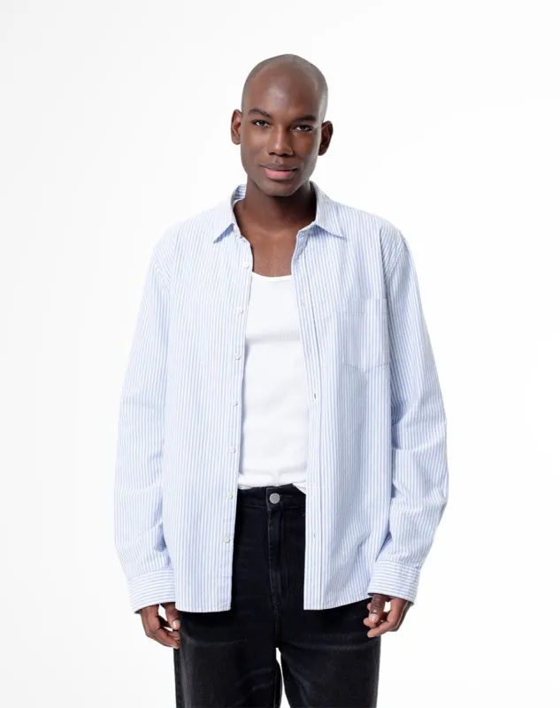 Camisa Modri slim fit manga larga azul con rayas sold by Gef