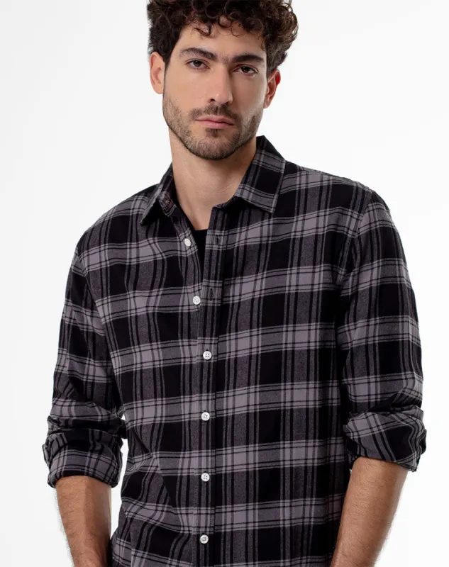 Camisa manga larga gris con cuadros sold by Gef