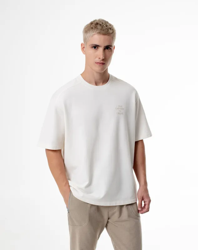 Camiseta oversized fit manga corta vainilla sold by Gef