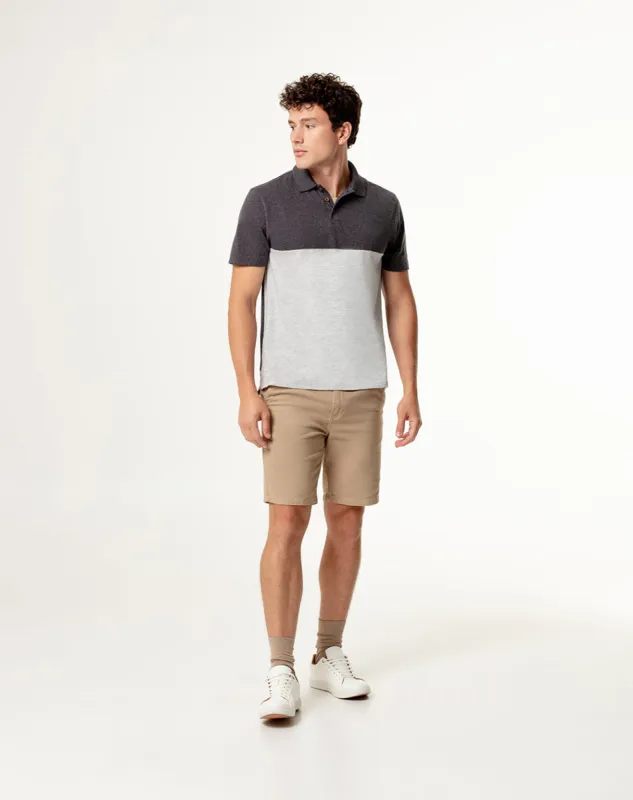 Polo slim fit gris jaspeada con bloques sold by Gef