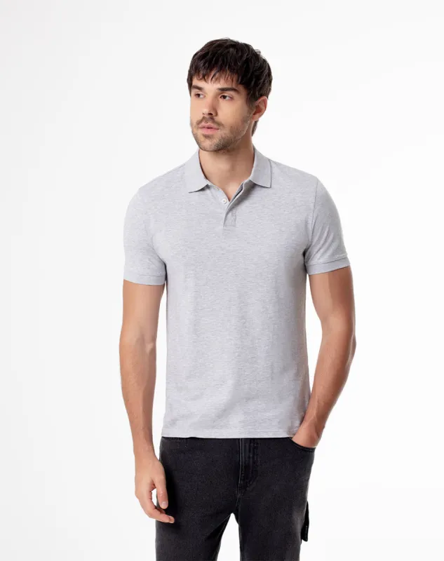 Polo slim fit gris jaspeada sold by Gef