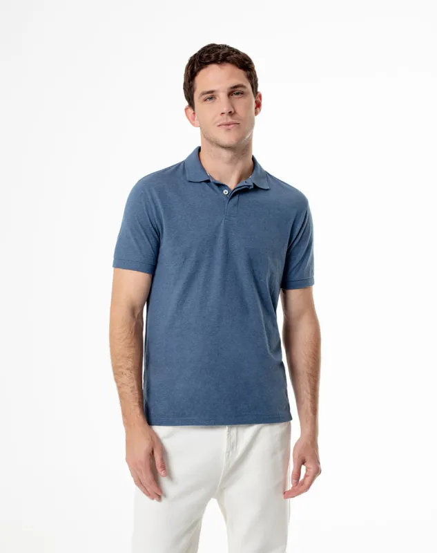 Polo slim fit azul jaspeada sold by Gef