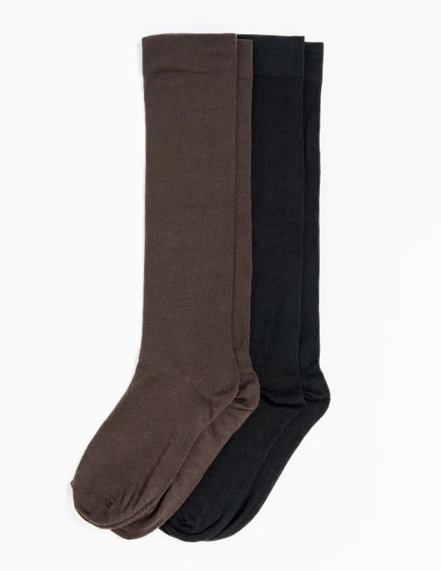 Modal Knee Sock 2 Pair Pack One Size sold by HUE