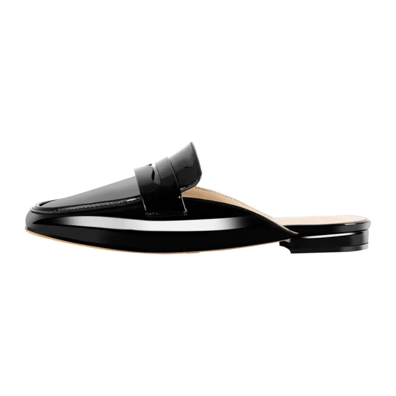 Black Square Toe Mules Flats sold by Onlymaker