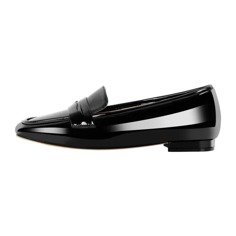 Black Patent Leather Square Toe Loafer Flats sold by Onlymaker