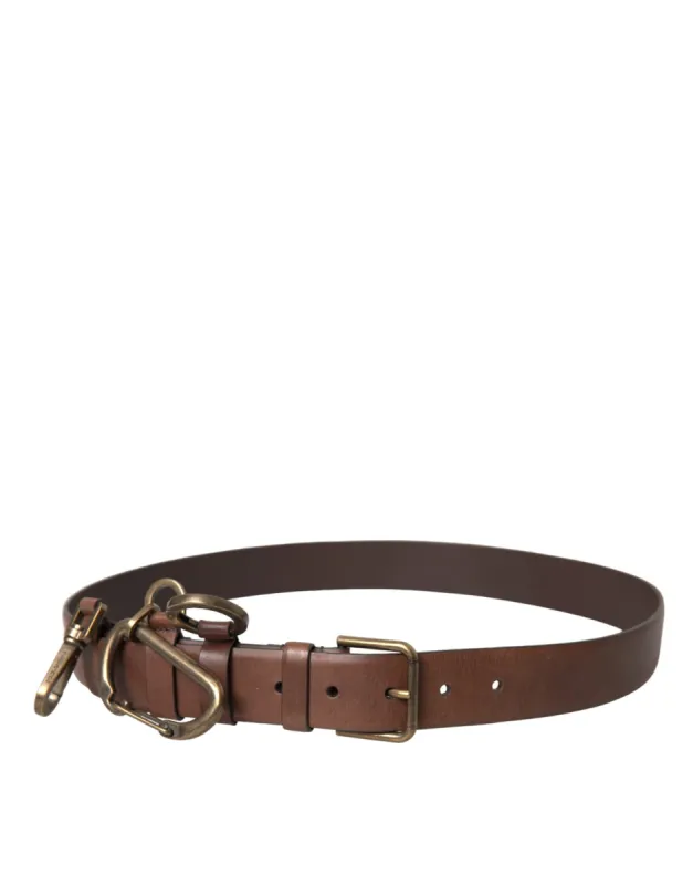 Brown Calf Leather Gold Metal Buckle Belt Men sold by Louxly