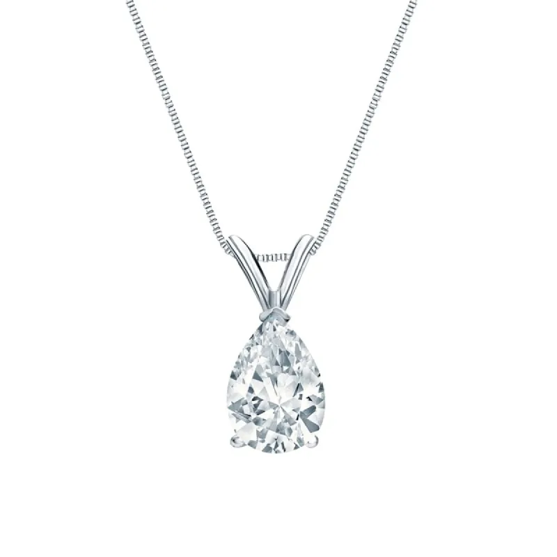 Auriya 18-karat Gold 1.00ctw Pear Solitaire Lab Grown Diamond Necklace V-End (D-E VVS) Prong - 1 sold by Zulily