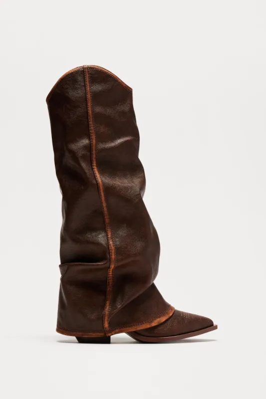 Mason Overlay Boots - Brown sold by Fashion Nova