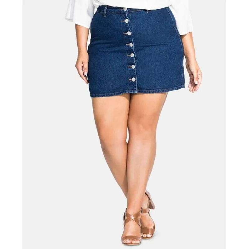 City Chic Women's Trendy Plus a Line Denim Skirt Blue Size 24W sold by Zulily