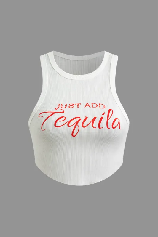 Brevprint afgrøde tank top sold by Micas
