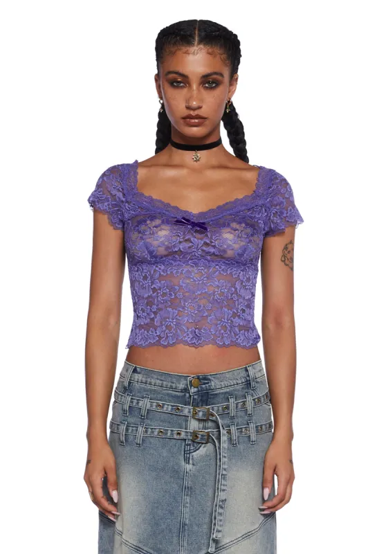 Woodland Wishes Lace Top - Purple sold by Dolls Kill
