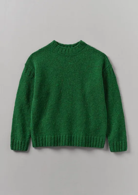Donegal Wool High Neck Easy Sweater | Emerald sold by TOAST