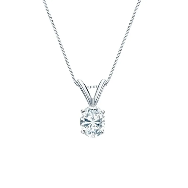 Auriya 14k Gold 0.30ctw Oval Solitaire Lab Grown Diamond Necklace 4-Prong Basket (H-I VS) - 0.3 sold by Zulily