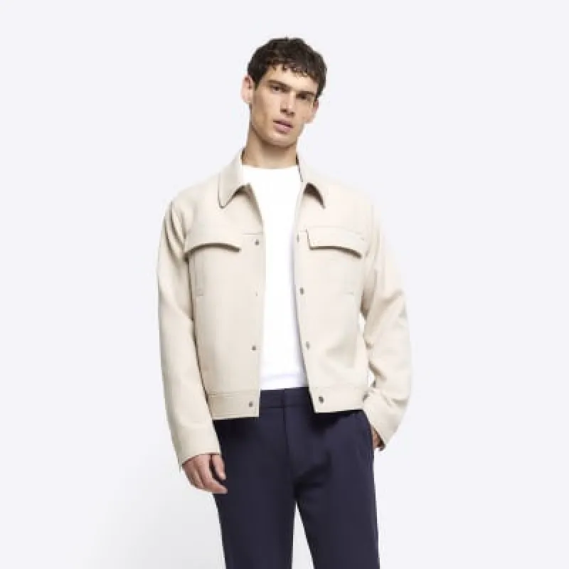 Stone regular fit smart western jacket sold by River Island