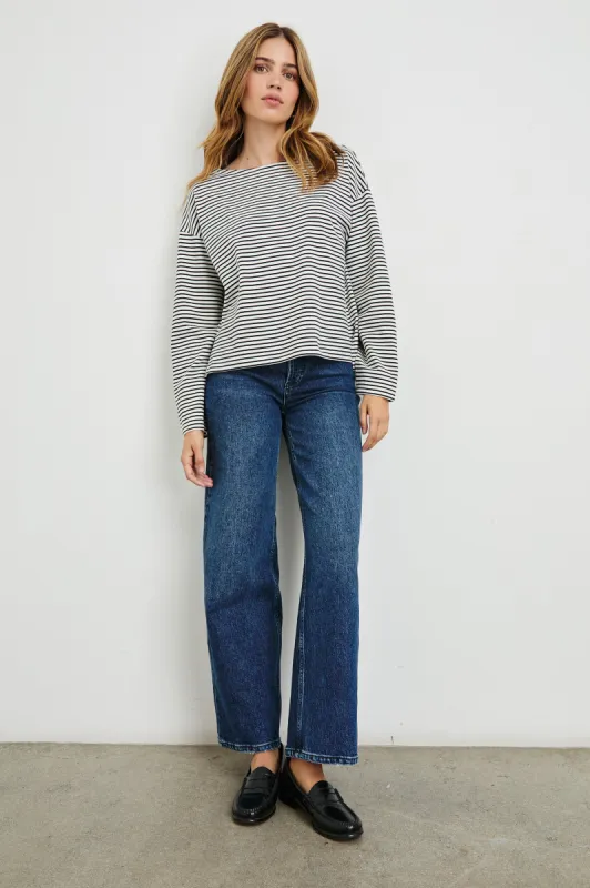 MACY TOP - IVORY NAVY MICRO STRIPE sold by Rails