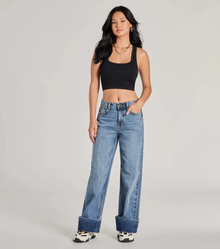 Cool Trend High-Rise Cuffed Wide-Leg Denim Jeans sold by Windsor