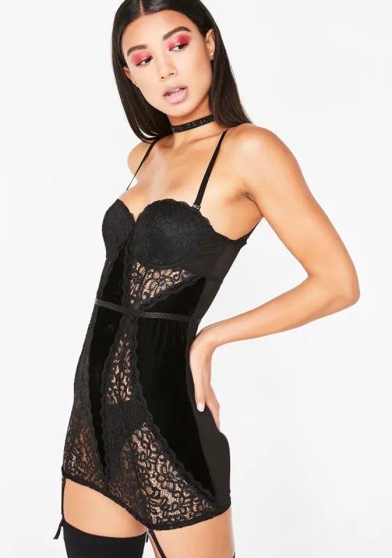 The Naughty List Velvet Slip sold by Dolls Kill