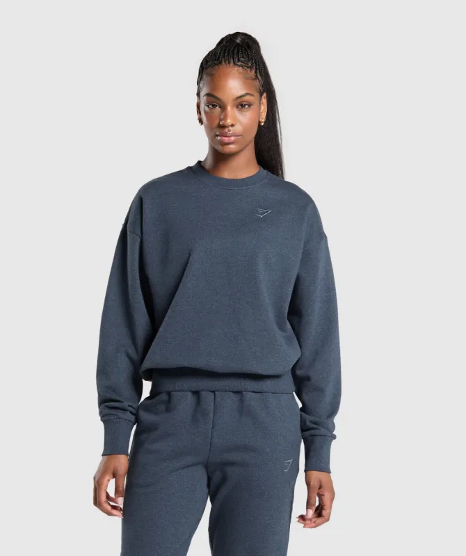 Gymshark Rest Day Sweats Oversized Crew - Bros Indigo Blue Marl sold by Gymshark