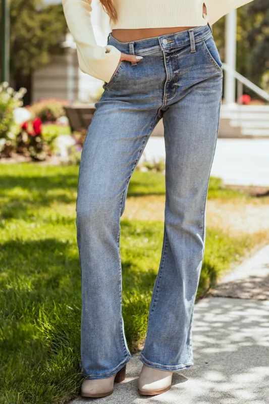 Sneak Peek Medium Wash Bootcut Leg Jeans sold by Lime Lush