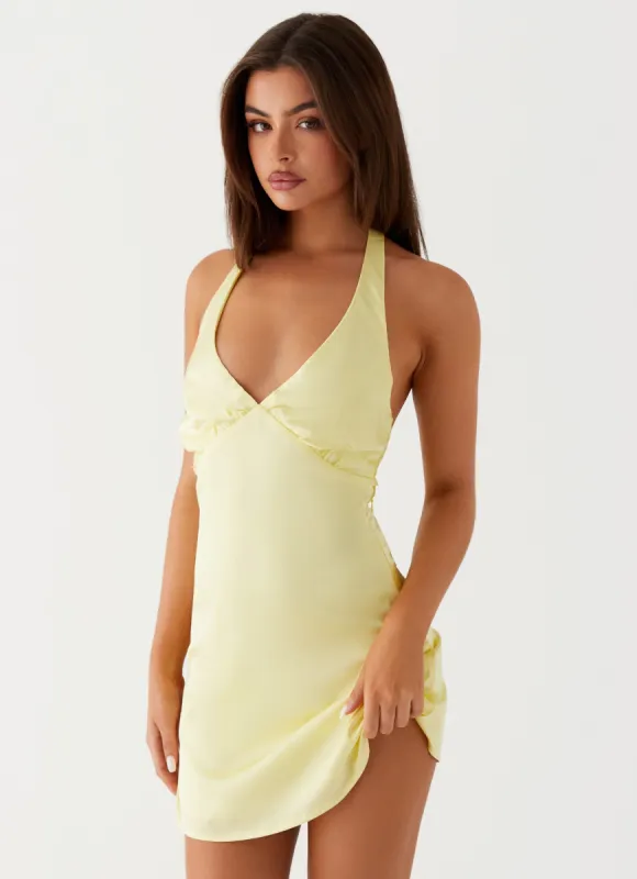 Heavy Hearted Mini Dress - Yellow sold by Peppermayo