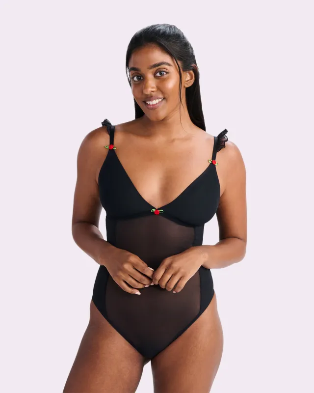 Silky Mesh Flutter Strap Bodysuit | Silky Mesh (Eightball) sold by Parade