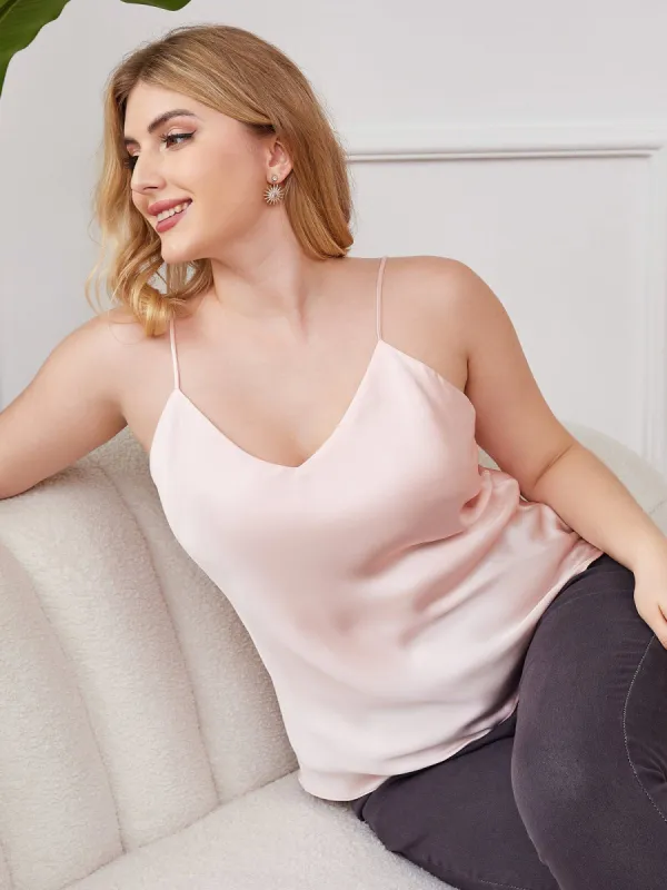 Pure Silk Spaghetti Strap Plus Size Camisole sold by SilkSilky