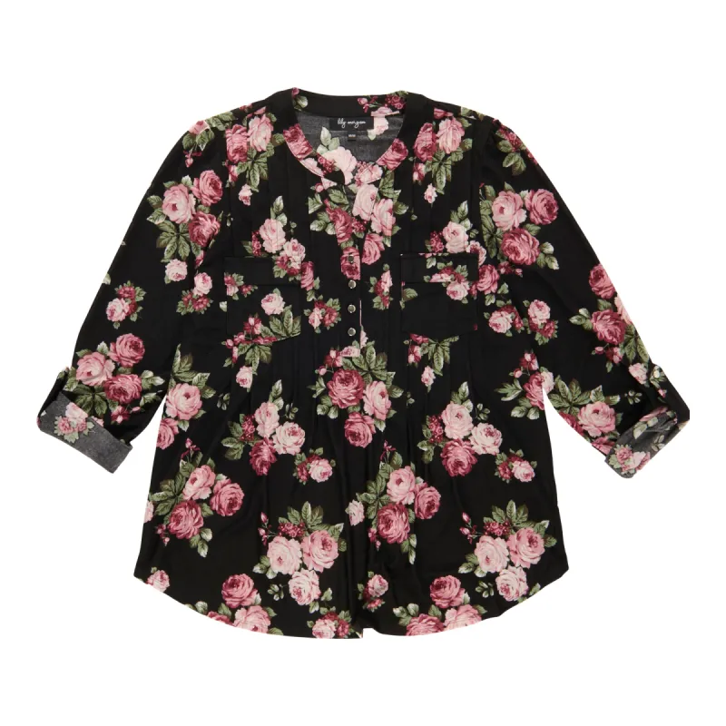 lily morgan Women's Pintuck Printed Top sold by Giant Tiger