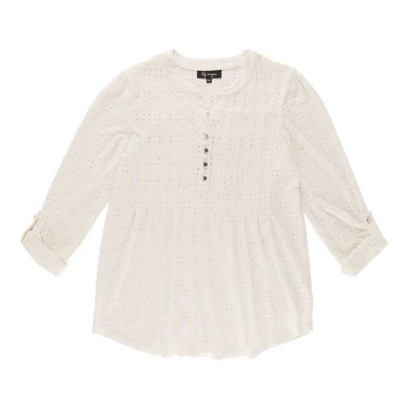 lily morgan Women's Roll Tab Pintuck Top sold by Giant Tiger