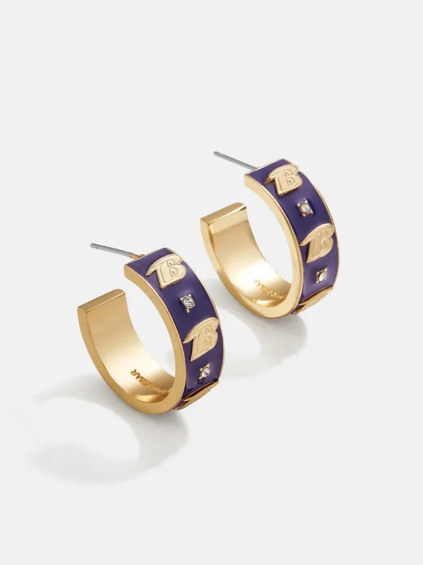 WEAR By Erin Andrews x BaubleBar Baltimore Ravens Enamel Hoop Earrings - Baltimore Ravens sold by BaubleBar