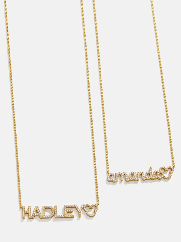 Disney Mickey Mouse 18K Gold Plated Sterling Silver Custom Nameplate Necklace - Gold/Pavé sold by BaubleBar