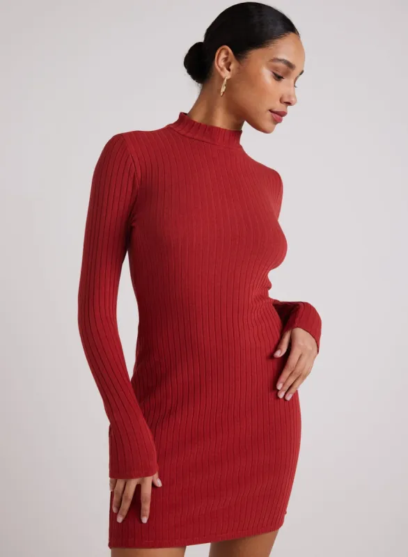 Mini Mock Neck Dress - Red Mahogany sold by Bella Dahl