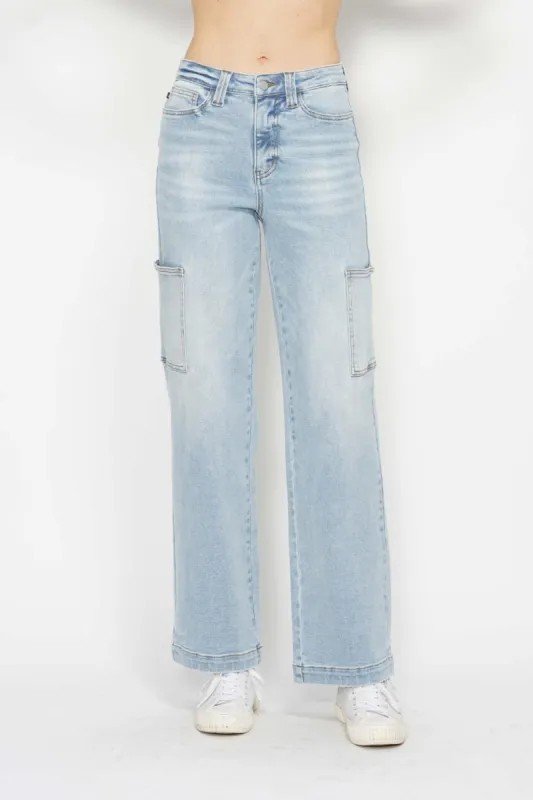 Judy Blue Full Size High Waist Straight Cargo Jeans sold by Charming Charlie