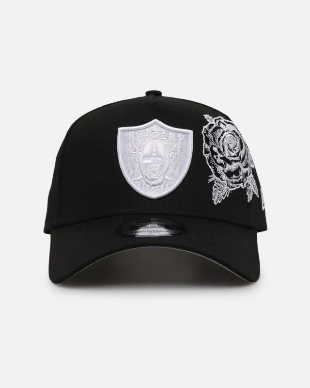 New Era Las Vegas Raiders 'Ornate Rose' 9FORTY A-Frame Snapback Black/White sold by Culture Kings