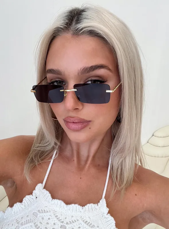 Indi Sunglasses Black / Gold sold by Princess Polly