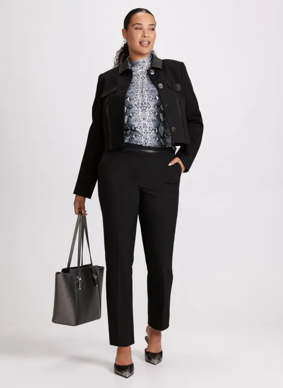 Vegan Leather Detail Jacket & Emma Fit Pants sold by Laura