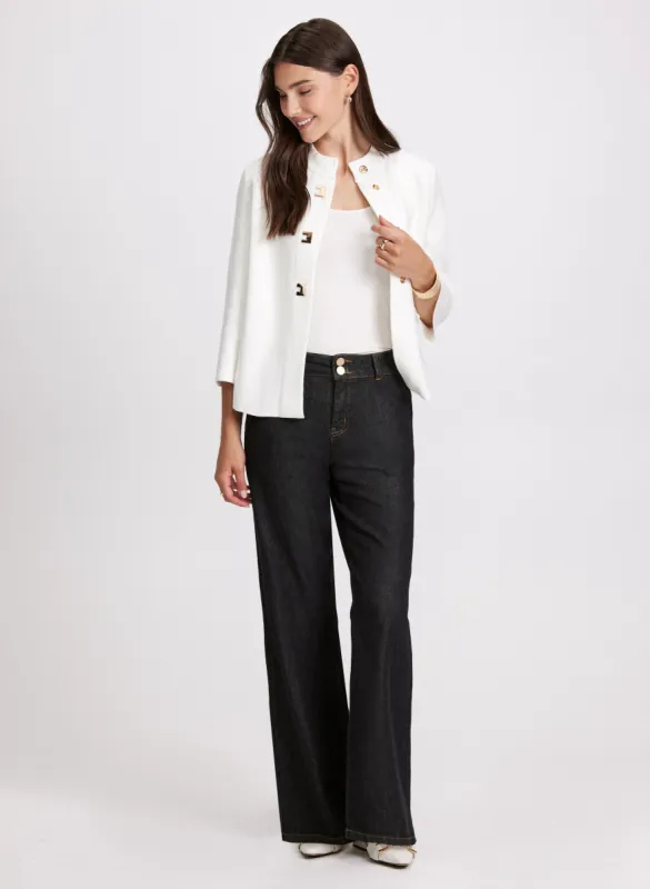 Button-Up Cardigan & Flare Leg Jeans sold by Laura