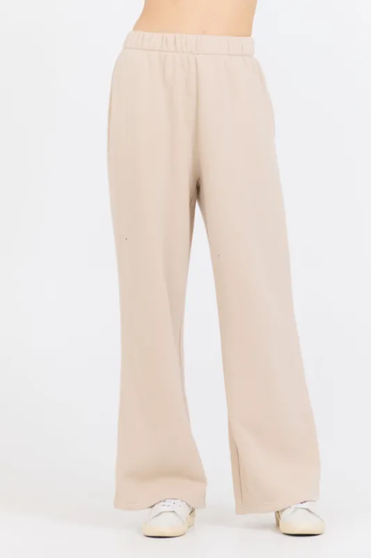 Vanilla Cream Cotton Blend Fleece Wide Leg Pant sold by Vintage Havana