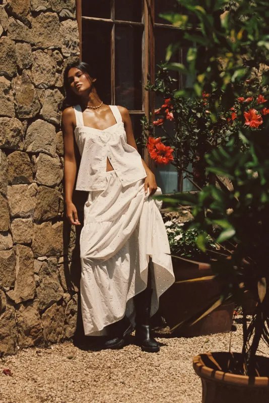 Kristina Skirt - White Eyelet sold by Skatie
