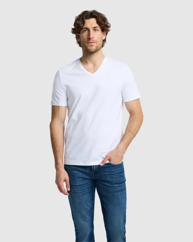 Luxe Performance V-Neck Tee in White sold by 7 For All Mankind
