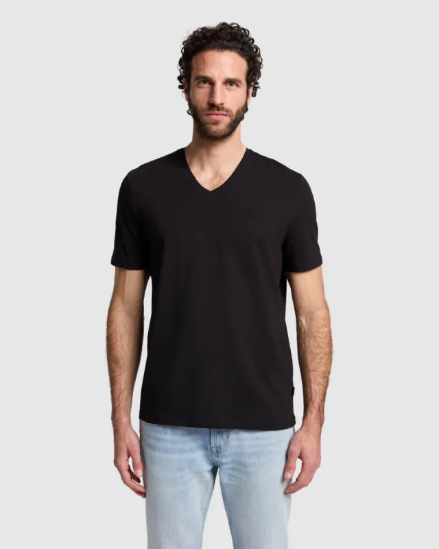 Luxe Performance V-Neck Tee in Black sold by 7 For All Mankind