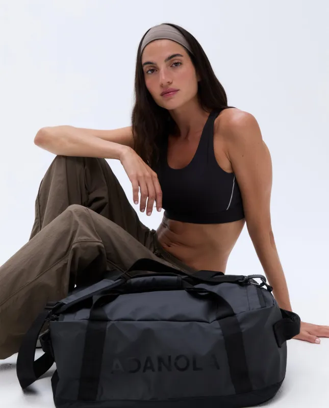 【ADANOLA】Gym Bag Large Quilted Nylon Tote Bag - Black | Adanola