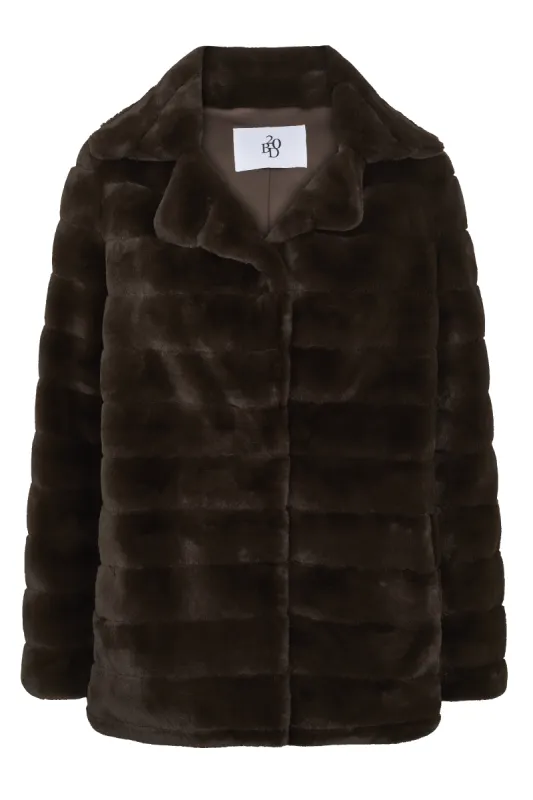 Bailey Faux Fur Coat Short Dark Brown sold by Americandreams