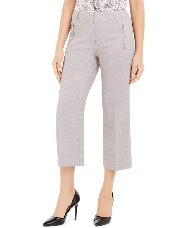 Calvin Klein Women's Zipper Pocket Cropped Twill Pants Grey Size 12 sold by Ruumur