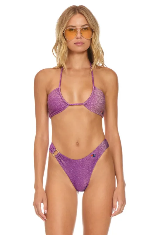 SPARKLE GYPSY RING HI-CUT FULL COVERAGE BIKINI BOTTOMS - GRAPE sold by Aviator Nation