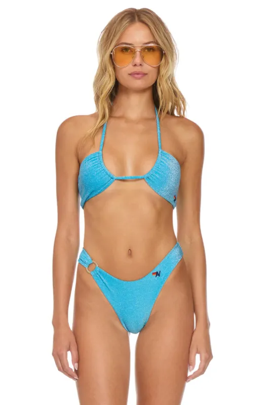 SPARKLE GYPSY RING HI-CUT FULL COVERAGE BIKINI BOTTOMS - SKY sold by Aviator Nation
